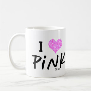 Caneca De Café Eu amo Love Rosa Personalizado Chic Personalizado