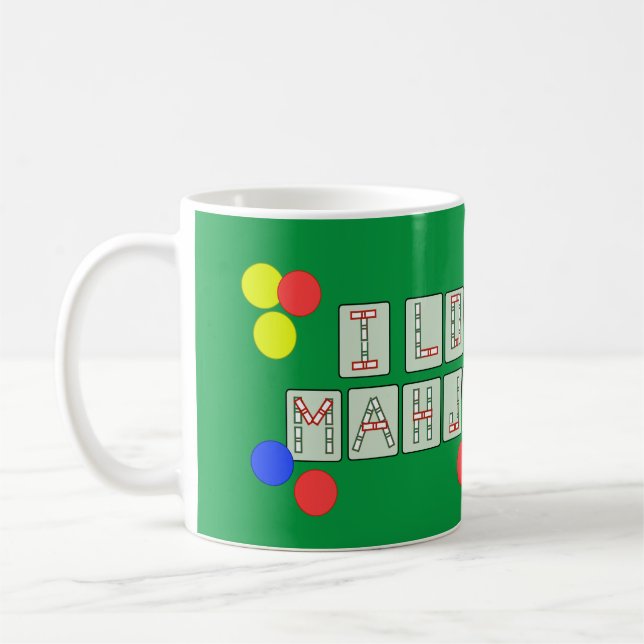 Caneca De Café Eu amo Mahjong - azulejos indicados por letras (Esquerda)
