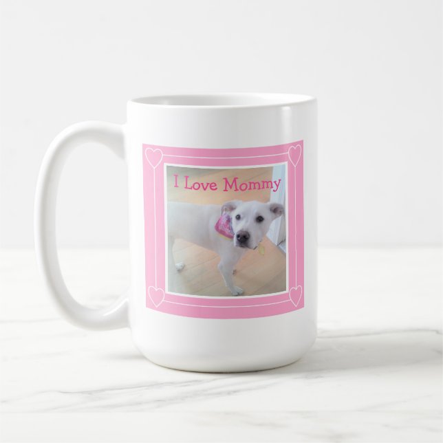Caneca De Café Eu Amo Mamãe Cachorro Branco Cachorro Bonito Rosa (Esquerda)