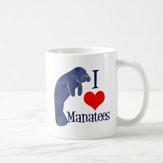Caneca De Café Eu Amo Manatees (Direita)