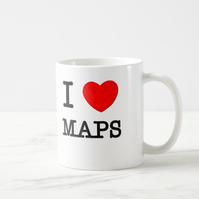 Caneca De Café Eu amo mapas (Direita)