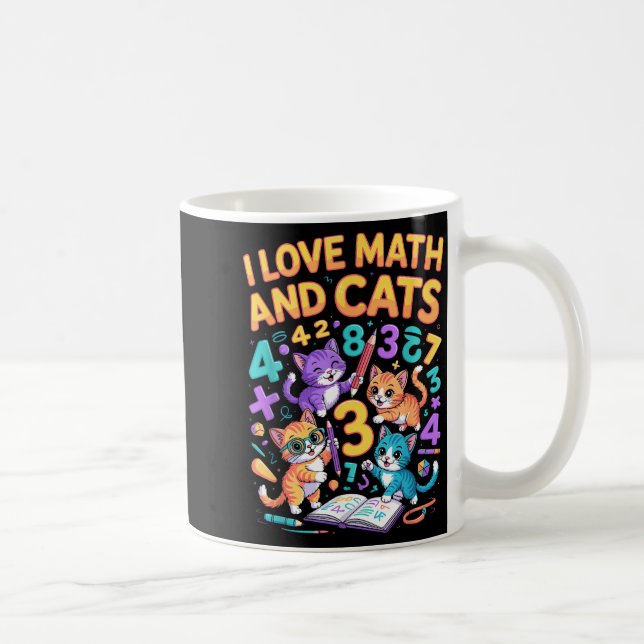 Caneca De Café Eu Amo Matemática E Gatos Professor Aluno  (Direita)