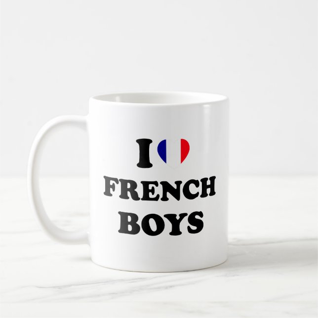 Caneca De Café Eu Amo Meninos Franceses (Esquerda)