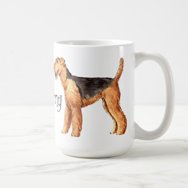 Caneca De Café Eu amo meu Airedale (Direita)