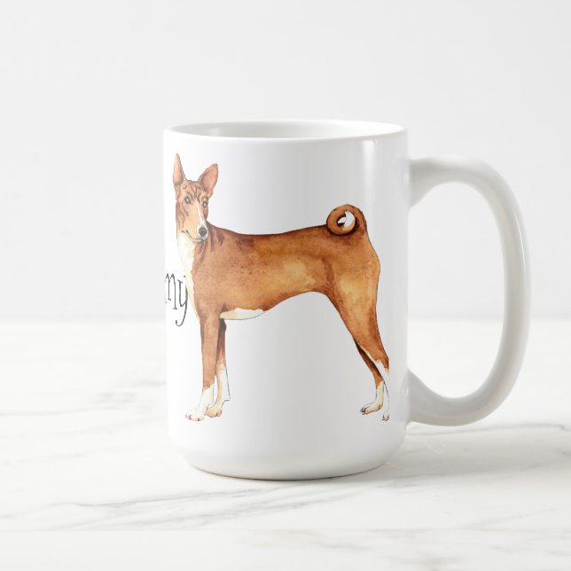Caneca De Café Eu amo meu Basenji (Direita)