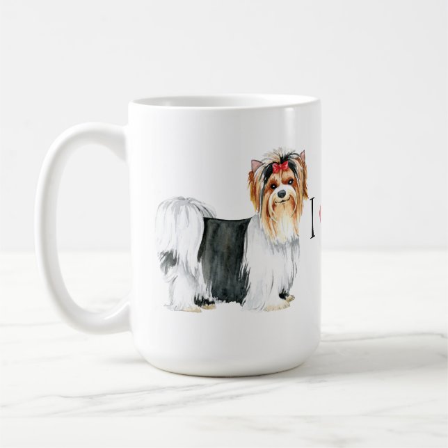 Caneca De Café Eu amo meu Biewer Terrier (Esquerda)