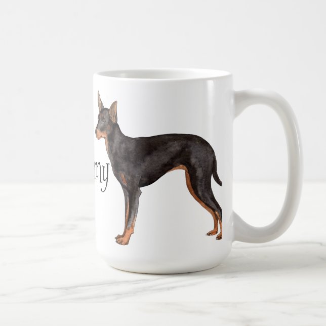 Caneca De Café Eu amo meu brinquedo Manchester Terrier (Direita)