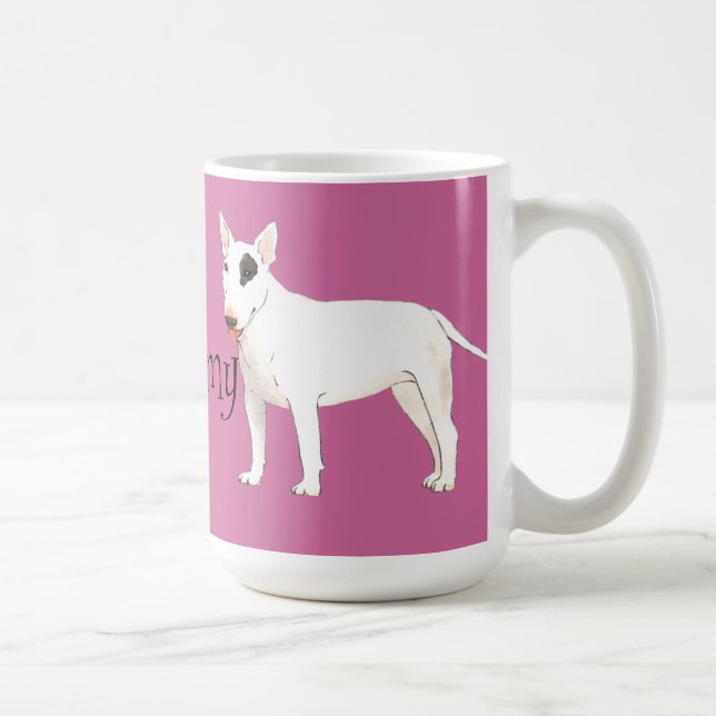 Caneca De Café Eu amo meu Bull Terrier (Direita)