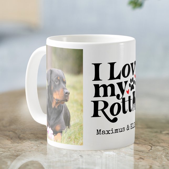 Caneca De Café Eu Amo Meu Cachorro Rottie Rottweiler Foto Persona (Criador carregado)