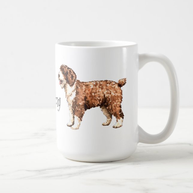 Caneca De Café Eu amo meu cão de água espanhol (Direita)