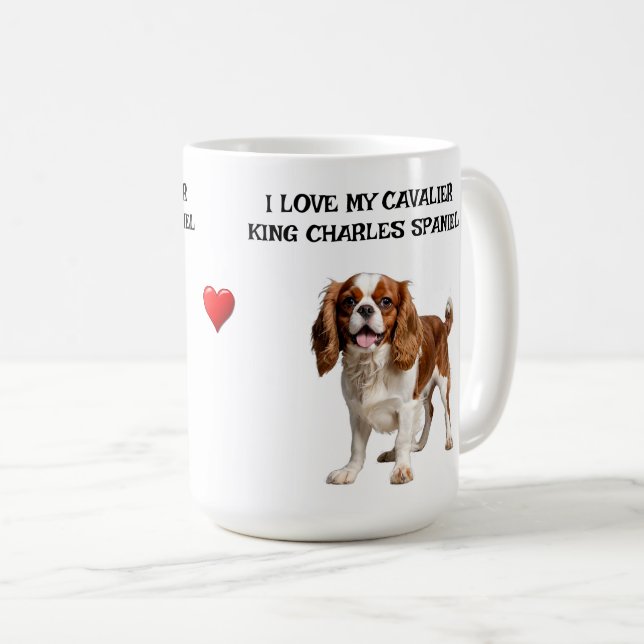 Caneca De Café Eu Amo Meu Cavaleiro Rei Charles Spaniel (Frente Esquerda)