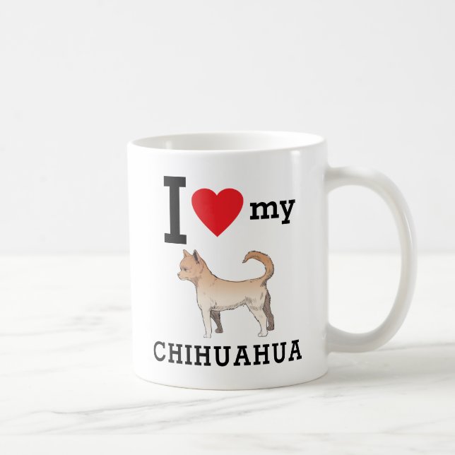 Caneca De Café Eu Amo Meu Chihuahua (Direita)