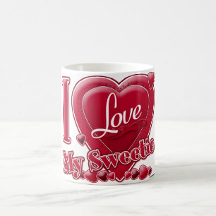 Caneca De Café Eu amo meu Docinho vermelho - coração