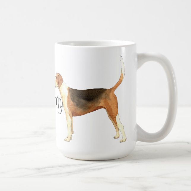Caneca De Café Eu amo meu Foxhound americano (Direita)