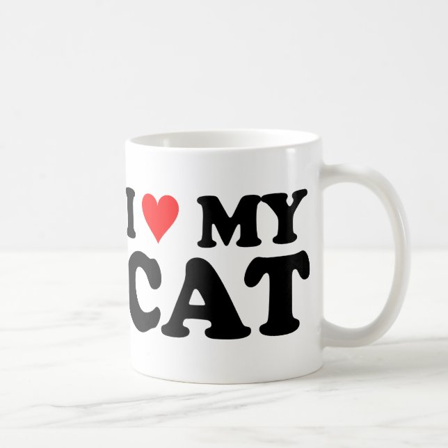 Caneca De Café Eu Amo Meu Gato (Direita)