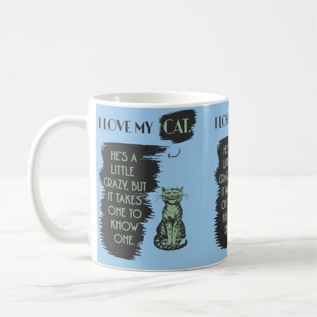 Caneca De Café Eu Amo Meu Gato (Esquerda)