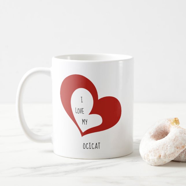 Caneca De Café Eu Amo Meu Gato De Ocicat (Com Donut)