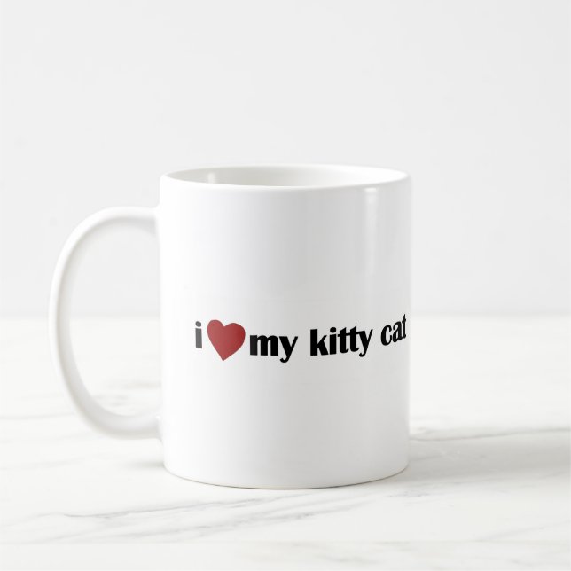 Caneca De Café Eu amo meu gato do gatinho (Esquerda)