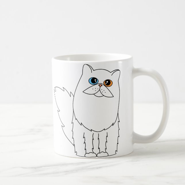 Caneca De Café Eu amo meu gato persa com olhos impares (Direita)