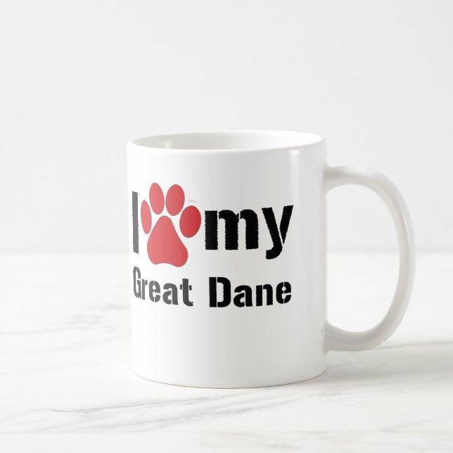 Caneca De Café Eu amo meu great dane (Direita)