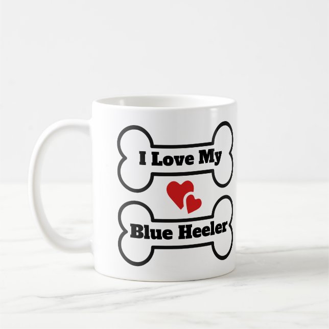 Caneca De Café Eu Amo Meu Heeler Azul (Esquerda)