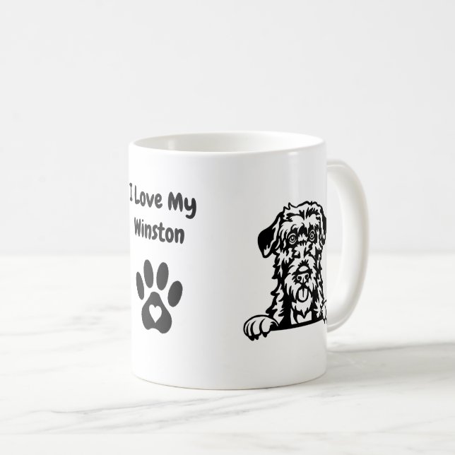 Caneca De Café Eu amo meu IRLANDÊS WOLFHOUND | Nome do cão e impr (Frente Esquerda)