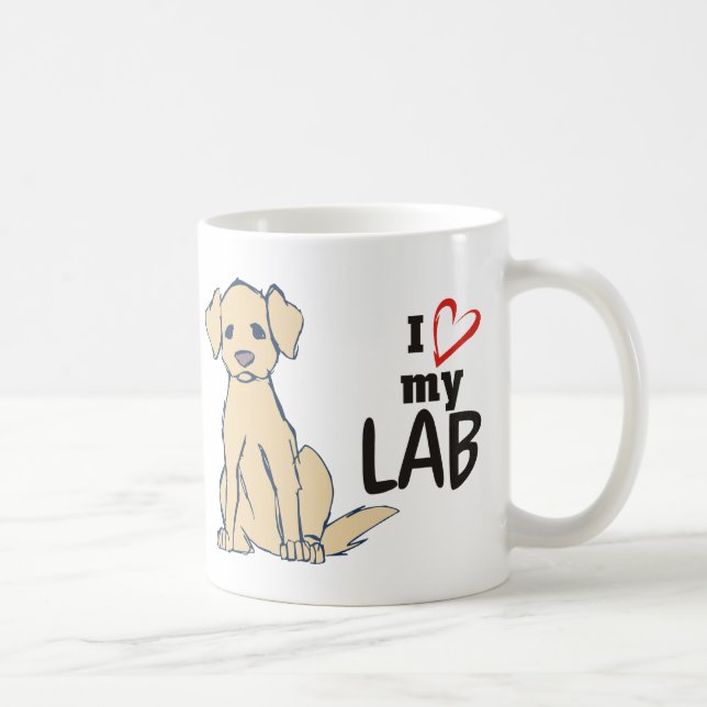 Caneca De Café Eu amo meu laboratório labrador retriever (Direita)