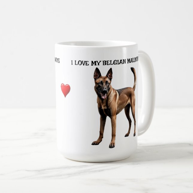 Caneca De Café Eu Amo Meu Malinois Belga (Frente Esquerda)