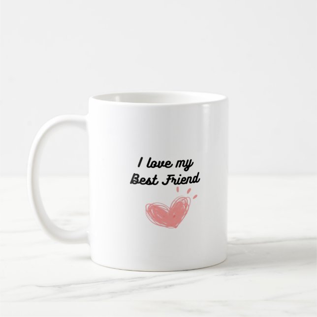Caneca De Café Eu Amo Meu Melhor Amigo Clássico (Esquerda)