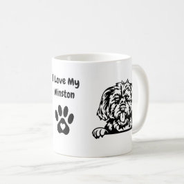 Caneca De Café Eu amo meu MORKIE | Nome do cão e impressão da pat