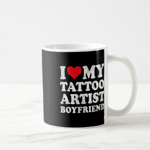 Caneca De Café Eu Amo Meu Namorado Artista de Tatuagem Engraçado 