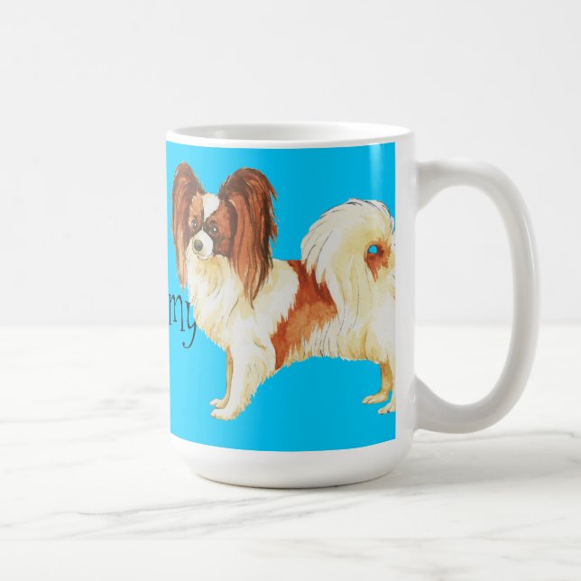 Caneca De Café Eu amo meu Papillon (Direita)