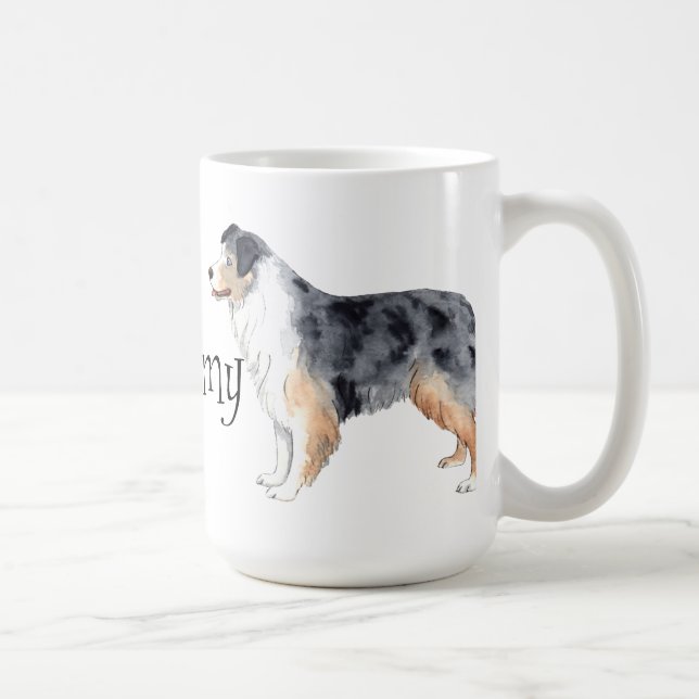 Caneca De Café Eu amo meu pastor australiano (Direita)