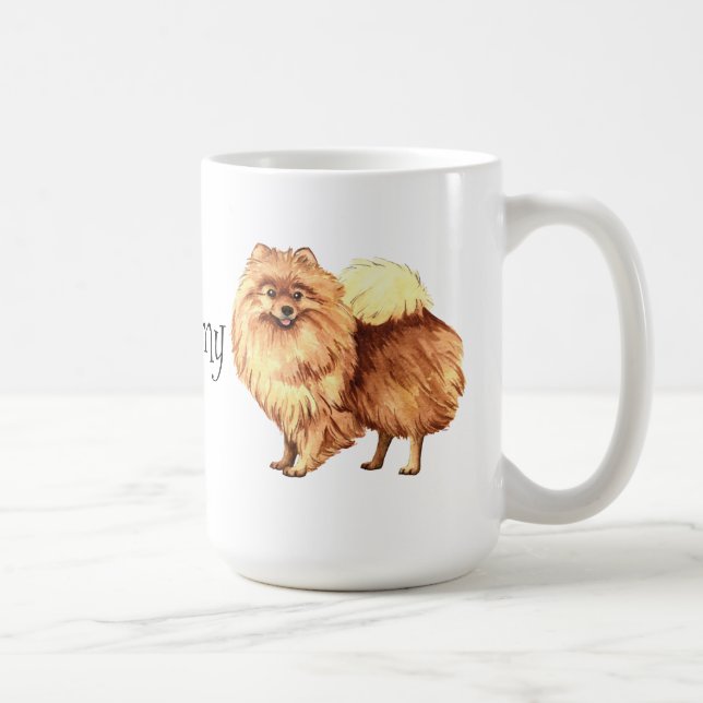 Caneca De Café Eu amo meu Pomeranian (Direita)