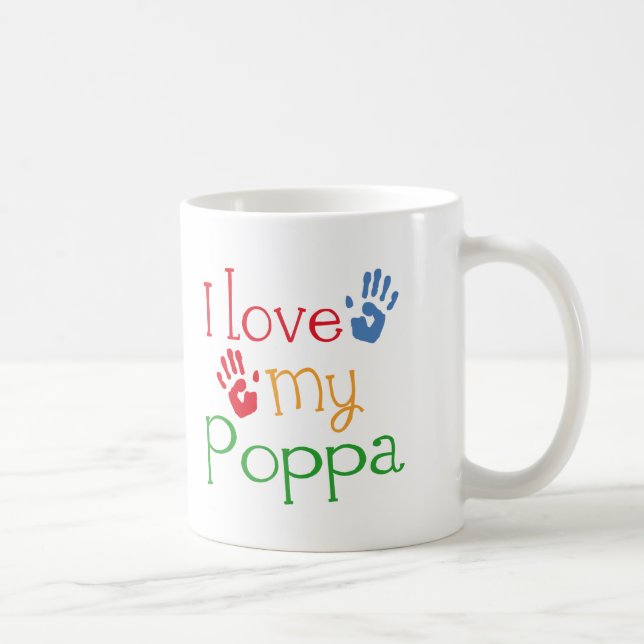 Caneca De Café Eu amo meu Poppa (Handprints) (Direita)