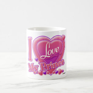 Caneca De Café Eu amo meu príncipe rosa/roxo