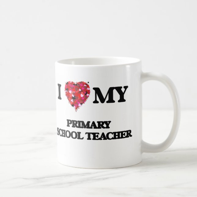 Caneca De Café Eu amo meu professor de escola primária (Direita)