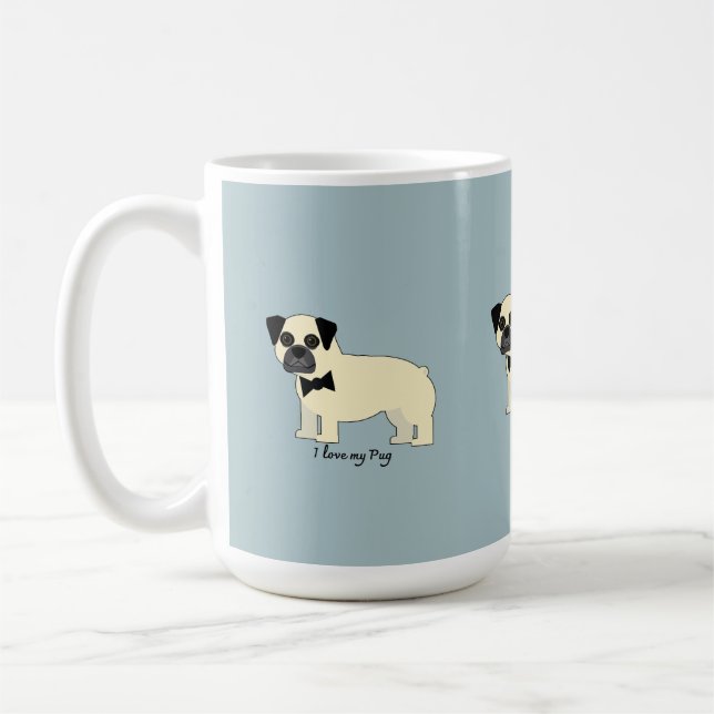 Caneca De Café Eu amo meu Pug (Esquerda)