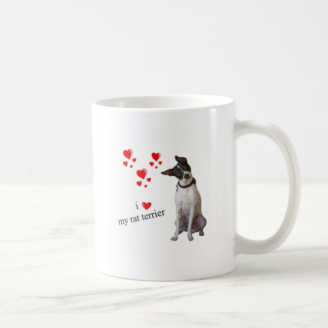 Caneca De Café Eu amo meu rato Terrier (Direita)