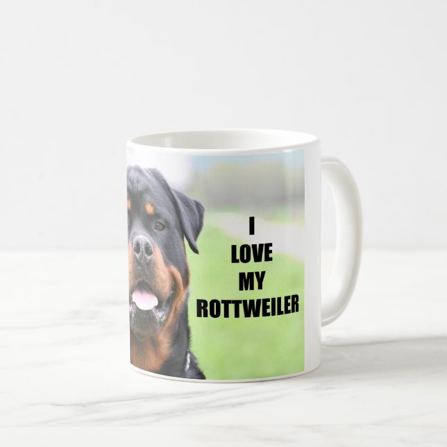 Caneca De Café Eu amo meu Rottweiler (Frente Esquerda)