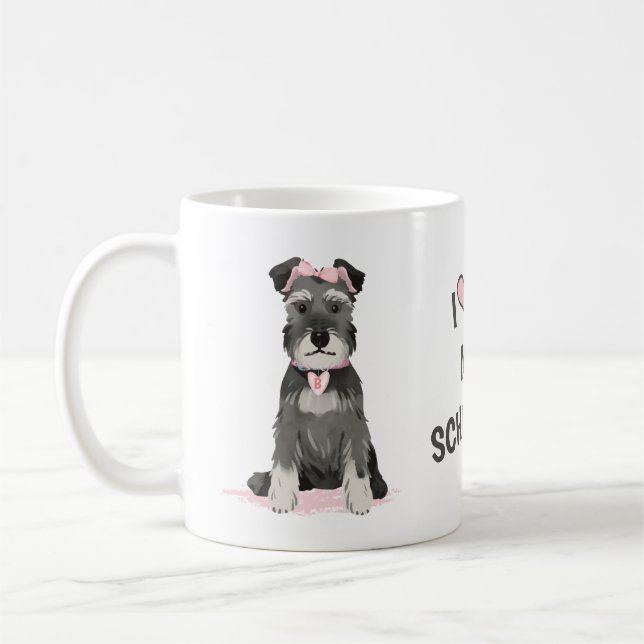 Caneca De Café Eu Amo Meu Schnauzer Miniatura (Esquerda)