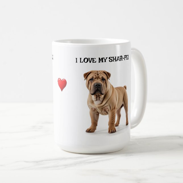 Caneca De Café Eu Amo Meu Shar-Pei (Frente Esquerda)