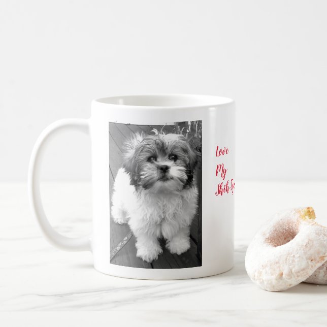 Caneca De Café Eu amo meu Shih Tzu Bichon (Com Donut)