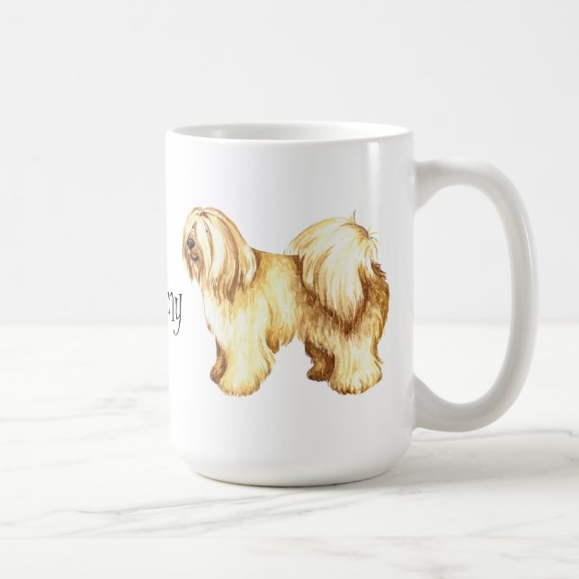 Caneca De Café Eu amo meu Terrier tibetano (Direita)