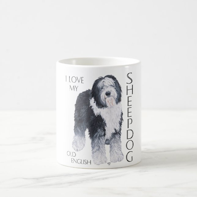 Caneca De Café Eu Amo Meu Velho Cão de Pastoreio Inglês (Centro)