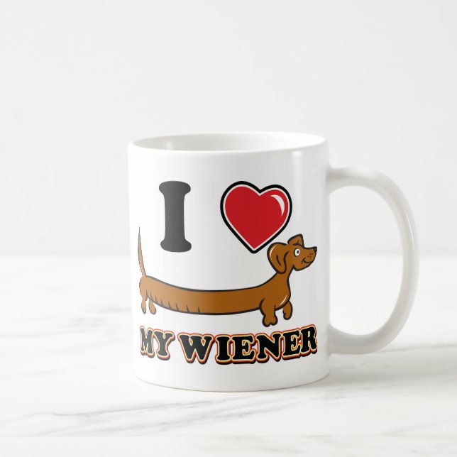 Caneca De Café Eu amo meu Weiner - Dachshund (Direita)