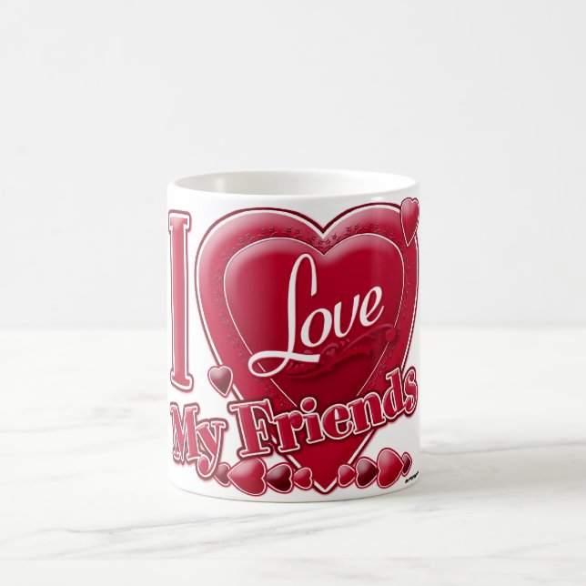 Caneca De Café Eu amo meus amigos vermelho - coração (Centro)