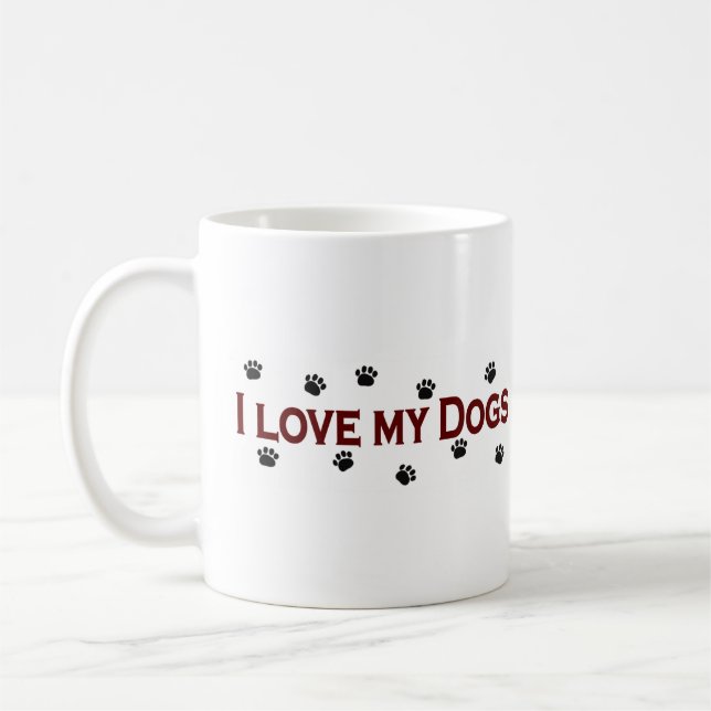 Caneca De Café Eu amo meus cães (Esquerda)