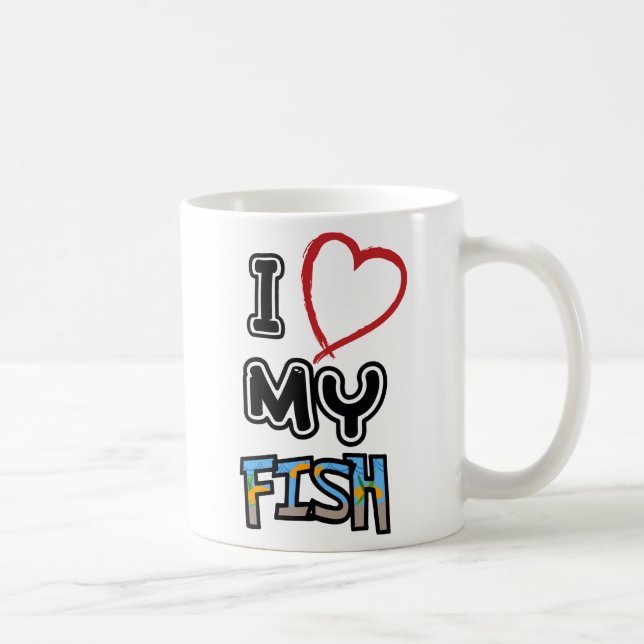 Caneca De Café Eu amo meus peixes (Direita)