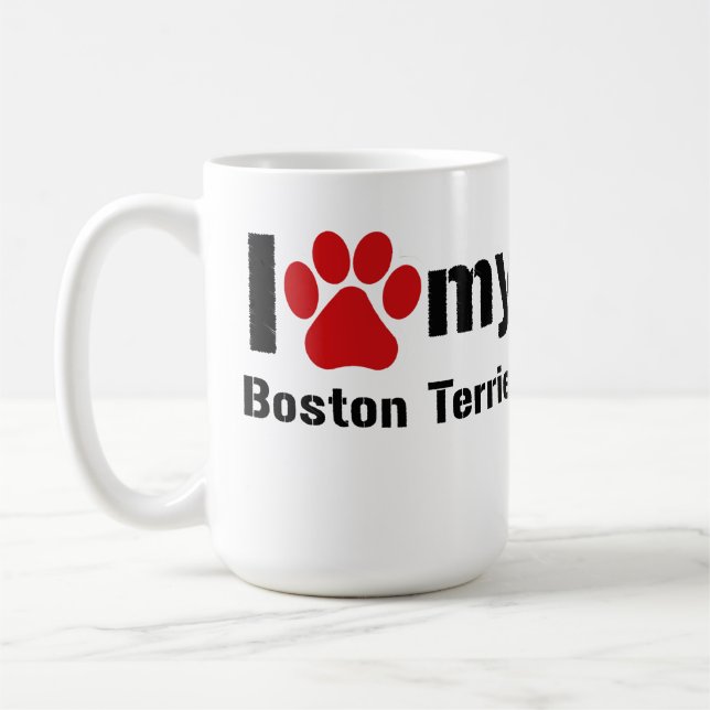 Caneca De Café Eu amo minha Boston Terrier (Esquerda)